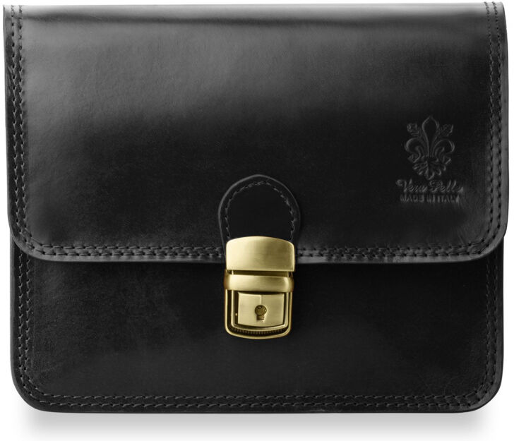 Dámská kožená crossbody kabelka VERA PELLE – černá