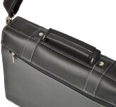 Kožená aktovka pánská taška vyrobená v polsku a-art aktovka listonoška kufřík přes rameno ve styu vintage - černá - 4