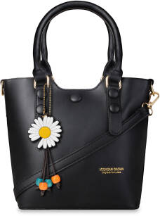Klasická dámská kabelka elegantní kufřík mini shopper do ruky a přes rameno - černá