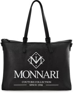 Objemná dámská taška monnari velká shopperka víkendová taška s logem - černá