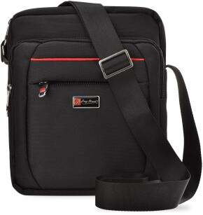 BAG STREET ROBUSTNÍ SPORTOVNÍ PÁNSKÁ TAŠKA VELKÁ CROSSBAG TAŠKA MĚSTSKÁ PROSTORNÁ TAŠKA S MÍSTEM NA TABLET - ČERNÁ