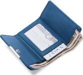 Malé elegantní portfolio lakovaná dámská peněženka - modrá - 4