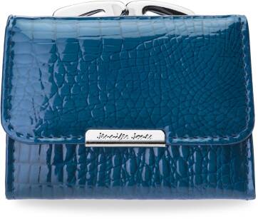 Malé elegantní portfolio lakovaná dámská peněženka - modrá