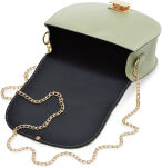 Elegantní půlkruhová dámská olivová kabelka klasická listonoška kufřík podkova na řetízku - olivová - 3