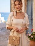 Dámská kabelka košík pletená boho proutěná crossbody kufřík - béžová - 6
