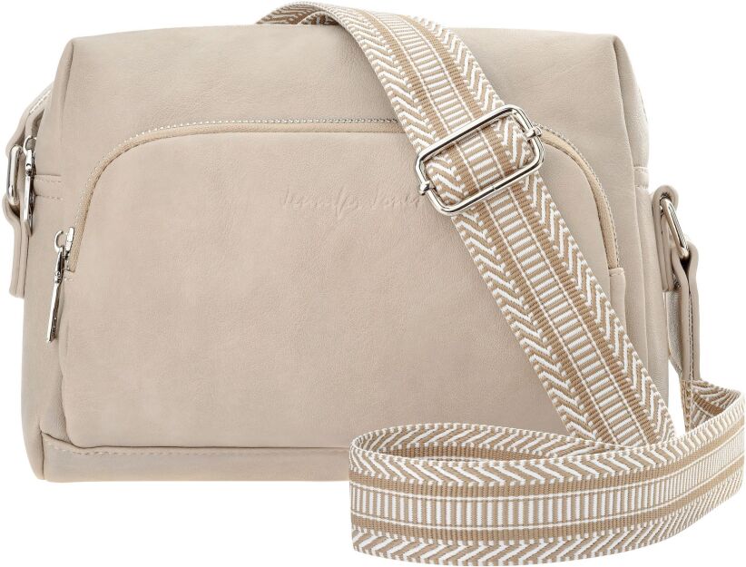 Dámská kabelka přes rameno s crossbody popruhem, ekologická kůže - béžová