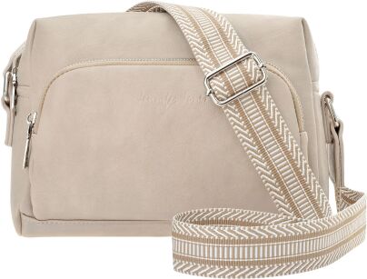 Dámská kabelka přes rameno s crossbody popruhem, ekologická kůže - béžová