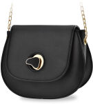 Elegantní dámská kabelka půlkruhová taška na řetízku - černá - 2