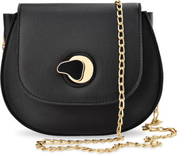 Elegantní dámská kabelka půlkruhová taška na řetízku - černá