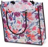 Prošívaná taška Monnari velká prostorná kabelka eko nákupní shopperka v květinách - bílá - 3