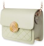 Elegantní dámská listonoška na řetízku s prošívanou vložkou a originálním zapínáním - olivový - 3