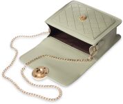 Elegantní dámská listonoška na řetízku s prošívanou vložkou a originálním zapínáním - olivový - 5