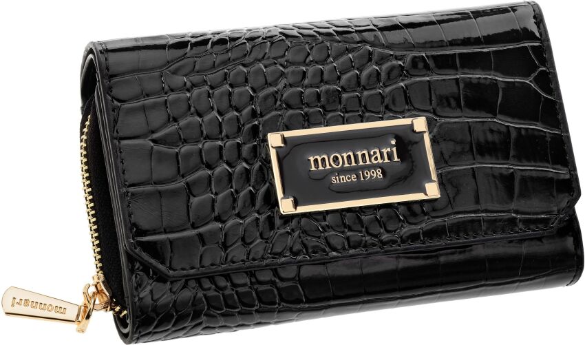 Dámská peněženka s klopou Monnari peněženka na zip a druk - černá