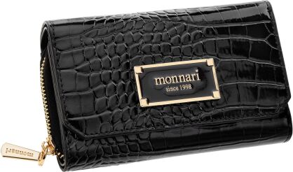 Dámská peněženka s klopou Monnari peněženka na zip a druk - černá