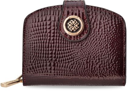 Monnari malá kožená lakovaná dámská peněženka trojdílná portmonka - burgundová