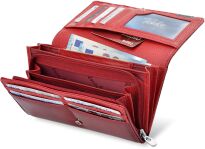 Stylová lakovaná dámská peněženka jennifer jones objemná kožená potmonka s vytlačeným vzorem - červená - 3