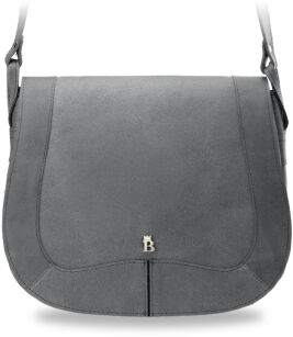 Velká crossbody kabelka z přírodní kůže - šedá