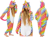 Kigurumi pyžamo overal kostým s kapucí – duhový jednorožec - 4
