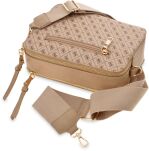 Dámská kabelka listonoška s monogramem a logem elegantní na rameno s nastavitelným popruhem - béžová - 3