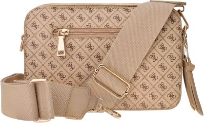 Dámská kabelka listonoška s monogramem a logem elegantní na rameno s nastavitelným popruhem - béžová