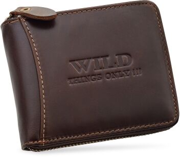 Kožená německá pánská peněženka se zapínáním  wild things only hnědá