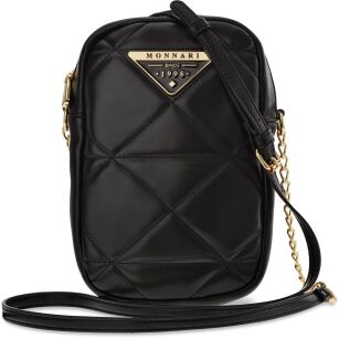 MONNARI PROŠÍVANÁ CROSSBODY KABELKA ELEGANTNÍ POSTBAG VERTIKÁLNÍ DÁMSKÁ TAŠKA NA TELEFON - ČERNÁ