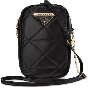 Monnari prošívaná crossbody kabelka elegantní postbag vertikální dámská taška na telefon - černá