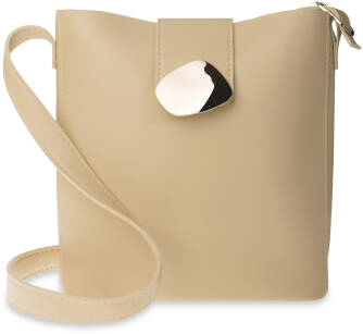 Elegantní dámská kabelka klasická listonoška taška na dokumenty se stylovým zapínáním + taštička - béžová