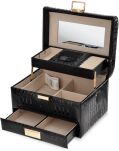 Monnari elegantní kufřík na šperky a kosmetiku se zrcátkem, organizér, kosmetická taška, kazeta – černá - 2