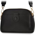 Victoria&co malá dámská městská kabelka dvoukomorová listonoška taška přes rameno kůže s šírokým popruhem  - černá - 5