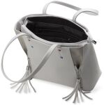 Klasická dámská kabelka abakus ozdobné kameny a třásně jety šedý - 5