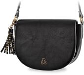 Lulucastagnette kabelka crossbody taška na rameno dámská kabelka půlměsíc s přivěskem střapci a cvočky  - černá - 2