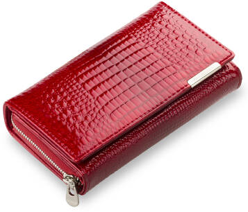 Elegantní lakovaná dámská peněženka červená
