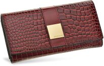 Monnari elegantní dámská peněženka se vzorem croco kůže prostorná velká portmonka s kapsami a klopou - červená s černou barvou - 2
