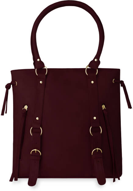 Stylová dámská kabelka městská shopperka se zipy a popruhy burgundská barva