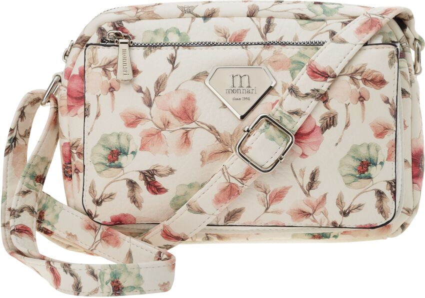 Monnari kabelka crossbody s kapsami listonoška s květinovým vzorem - krémová