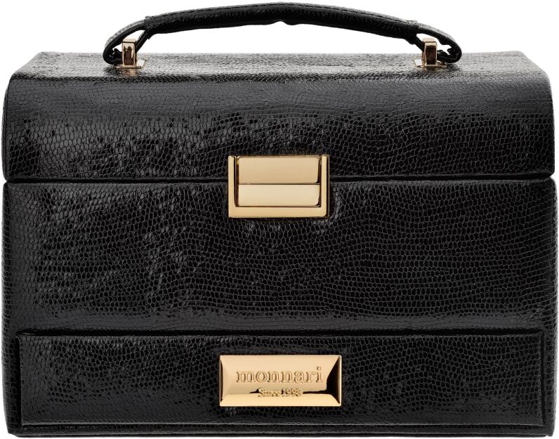 Monnari elegantní kufřík na šperky kosmetiku se zrcátkem organizér kosmetická kazeta – černý