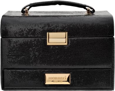 Monnari elegantní kufřík na šperky kosmetiku se zrcátkem organizér kosmetická kazeta – černý