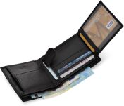 4U Cavaldi malá klasická kožená pánská rozšiřitelná peněženka slick horizontální měkká kůže RFID - černá - 5