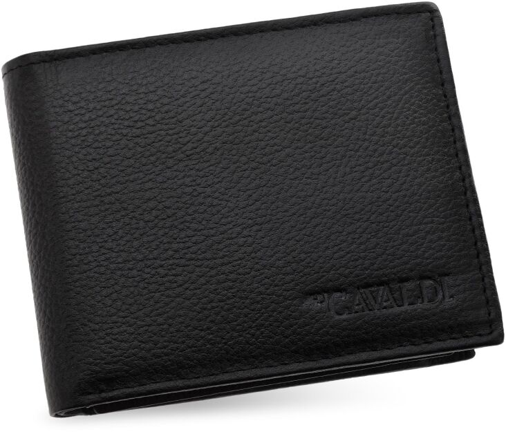 4U Cavaldi malá klasická kožená pánská rozšiřitelná peněženka slick horizontální měkká kůže RFID - černá