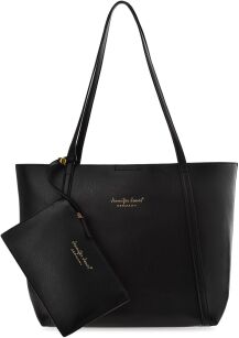 Klasická dámská taška jennifer jones prostorná velká kožená taška 2v1 shopper s kapsou elegantní taška přes rameno - černá