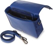 Kožená listonoška dámská kabelka se střapci boho hippie - kobaltová - 4