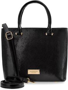 Monnari dámský shopper velká kabelka s lakovaným designem elegantní prostorná dvoukomorová aktovka - černá