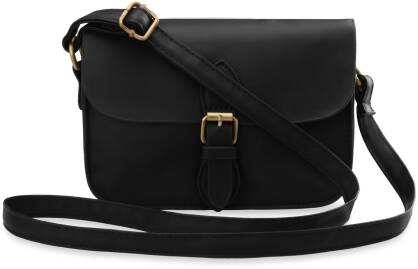 Retro klasická dámská kabelka s klopou listonoška - černá