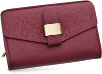 Elegantní klasická dámská peněženka na zip z ekologické kůže - bordová - 4