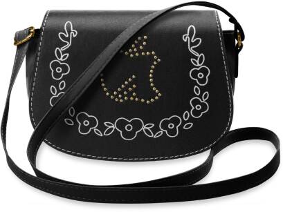 Dámská listonoška kabelka s klopou s ozdobnými cvočky černá