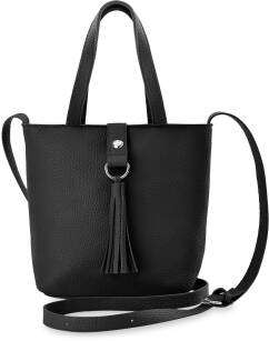 Malá dámská lehká kabelka listonoška kufřík s třásněmi boho - černá
