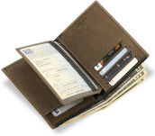 Dvoubarevná pánská peněženka pouzdro z přírodní kůže - béžová - 4