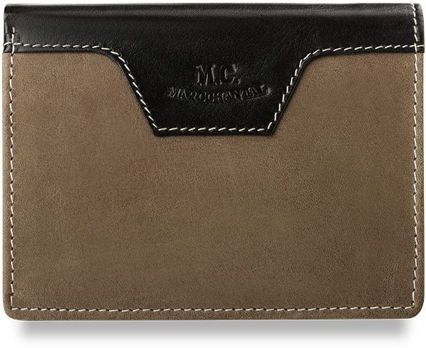 Dvoubarevná pánská peněženka pouzdro z přírodní kůže - béžová