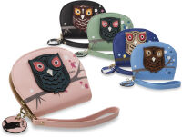 Unikátní peněženka-psaníčko s krásnou nášivkou a přívěškem sovy černá - 6